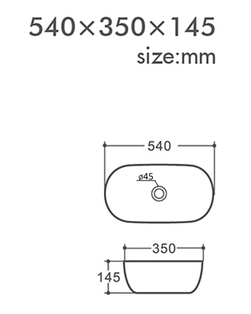 Раковина накладная (54х35) Orange  B07-540W белый глянец